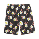 Skull Fried Egg And Bacon Pattern Print Men's Sports Shorts