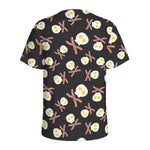 Skull Fried Egg And Bacon Pattern Print Men's Sports T-Shirt