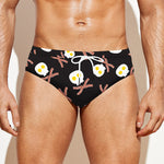 Skull Fried Egg And Bacon Pattern Print Men's Swim Briefs