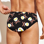 Skull Fried Egg And Bacon Pattern Print Men's Swim Briefs