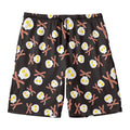 Skull Fried Egg And Bacon Pattern Print Men's Swim Trunks