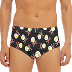 Skull Fried Egg And Bacon Pattern Print Men's Triangle Swim Briefs