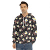 Skull Fried Egg And Bacon Pattern Print Men's Velvet Pullover Hoodie