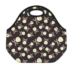 Skull Fried Egg And Bacon Pattern Print Neoprene Lunch Bag