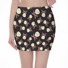 Skull Fried Egg And Bacon Pattern Print Pencil Mini Skirt