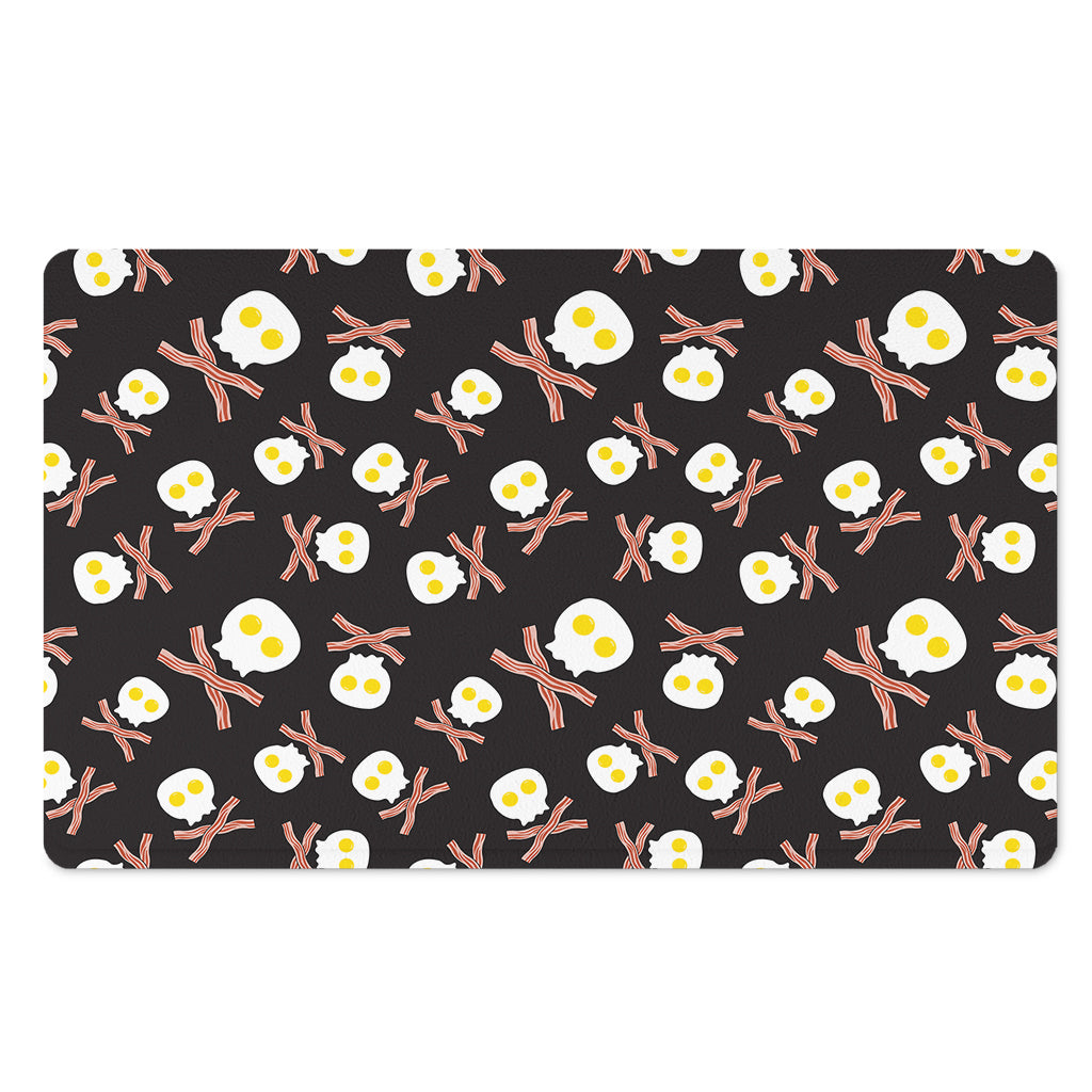 Skull Fried Egg And Bacon Pattern Print Polyester Doormat