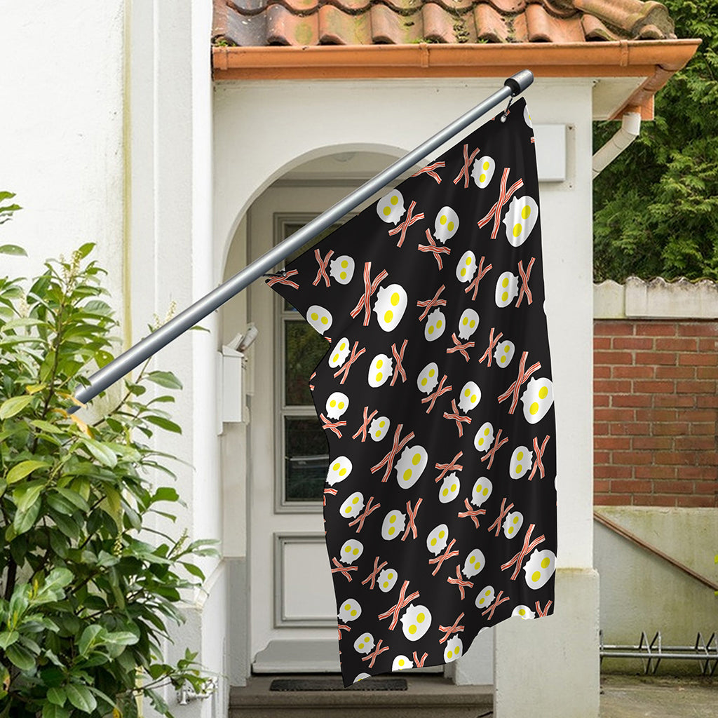 Skull Fried Egg And Bacon Pattern Print Polyester Flag