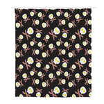 Skull Fried Egg And Bacon Pattern Print Polyester Shower Curtain