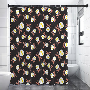 Skull Fried Egg And Bacon Pattern Print Premium Shower Curtain