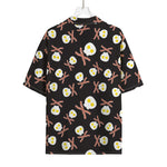 Skull Fried Egg And Bacon Pattern Print Rayon Hawaiian Shirt