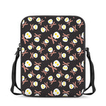 Skull Fried Egg And Bacon Pattern Print Rectangular Crossbody Bag