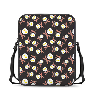 Skull Fried Egg And Bacon Pattern Print Rectangular Crossbody Bag