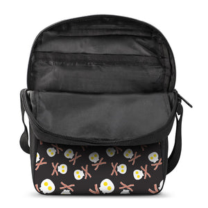 Skull Fried Egg And Bacon Pattern Print Rectangular Crossbody Bag