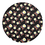 Skull Fried Egg And Bacon Pattern Print Round Blanket