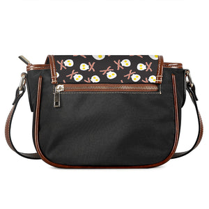 Skull Fried Egg And Bacon Pattern Print Saddle Bag