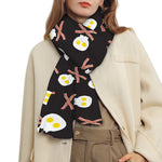 Skull Fried Egg And Bacon Pattern Print Scarf