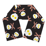 Skull Fried Egg And Bacon Pattern Print Scarf
