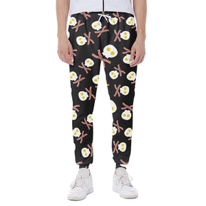 Skull Fried Egg And Bacon Pattern Print Scuba Joggers