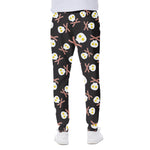 Skull Fried Egg And Bacon Pattern Print Scuba Joggers