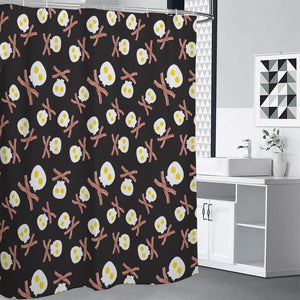 Skull Fried Egg And Bacon Pattern Print Shower Curtain