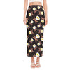 Skull Fried Egg And Bacon Pattern Print Side Slit Maxi Skirt