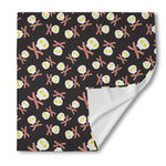 Skull Fried Egg And Bacon Pattern Print Silk Bandana