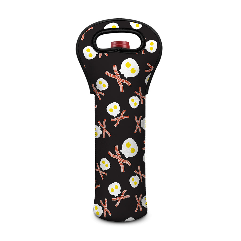 Skull Fried Egg And Bacon Pattern Print Single Neoprene Wine Tote