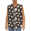 Skull Fried Egg And Bacon Pattern Print Sleeveless Baseball Jersey