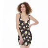 Skull Fried Egg And Bacon Pattern Print Sleeveless Bodycon Dress