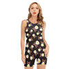 Skull Fried Egg And Bacon Pattern Print Sleeveless One Piece Swimsuit