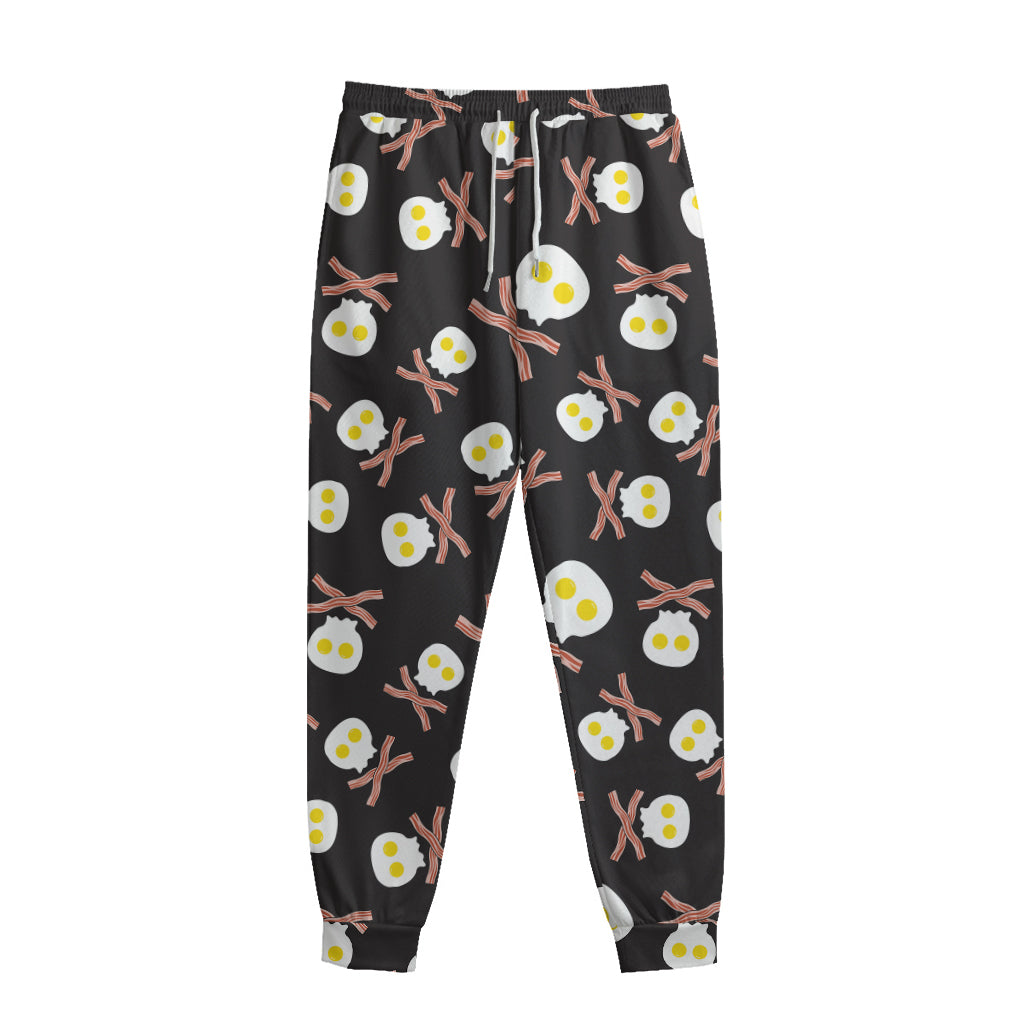 Skull Fried Egg And Bacon Pattern Print Sweatpants