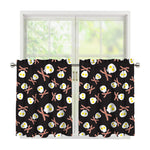Skull Fried Egg And Bacon Pattern Print Tier Curtains