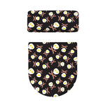 Skull Fried Egg And Bacon Pattern Print Toilet Lid And Tank Cover Set