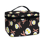 Skull Fried Egg And Bacon Pattern Print Travel Makeup Bag