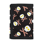 Skull Fried Egg And Bacon Pattern Print Trifold Wallet