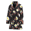 Skull Fried Egg And Bacon Pattern Print Women's Bathrobe