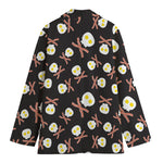 Skull Fried Egg And Bacon Pattern Print Women's Blazer