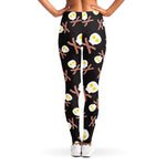 Skull Fried Egg And Bacon Pattern Print Women's Leggings