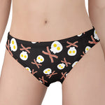 Skull Fried Egg And Bacon Pattern Print Women's Panties