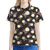 Skull Fried Egg And Bacon Pattern Print Women's Polo Shirt