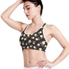 Skull Fried Egg And Bacon Pattern Print Women's Sports Bra