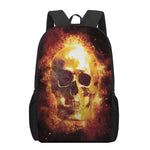 Skull In Flames Print 17 Inch Backpack