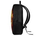 Skull In Flames Print 17 Inch Backpack