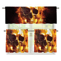 Skull In Flames Print 3 Piece Kitchen Curtains