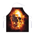 Skull In Flames Print Adjustable Apron