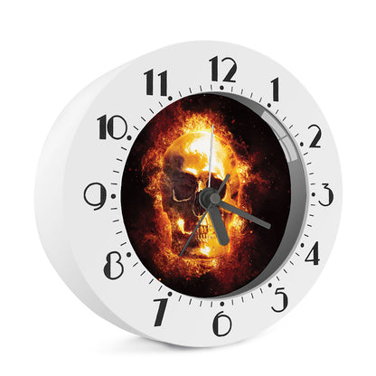 Skull In Flames Print Alarm Clock