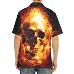 Skull In Flames Print Aloha Shirt