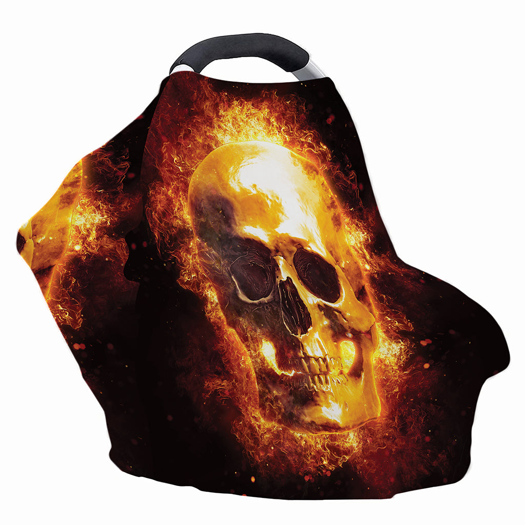Skull In Flames Print Baby Seat Cover