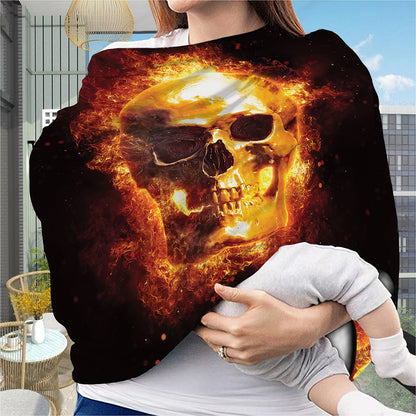 Skull In Flames Print Baby Seat Cover