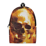 Skull In Flames Print Backpack